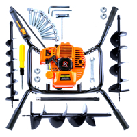 Motorový zemný vrták pre 2 osoby + vrtáky 100,150 200 x 800 mm + predlžovací n...