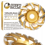 Brúsny diamantový segmentový kotúč na betón 125 mm × 22,2 mm – DOUBLE L-SHAPE – Mar-Pol M90900