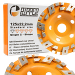 Brúsny diamantový segmentový kotúč na betón 125 mm × 22,2 mm – SINGLE Z-SHAPE – Mar-Pol M90905