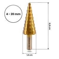 Stupňový vrták 4 - 20 mm MAR-POL M22326