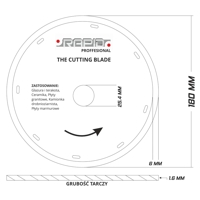 Diamantový rezný kotúč 180 mm x 1.6 mm x 25.4 mm – Rapid M08715
