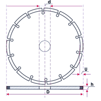 Diamantový rezný kotúč 300 mm x 25.4 mm x 10 mm SEGMENT čierny – MAR-POL M08737
