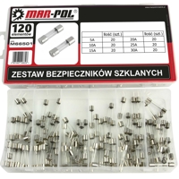 Sada sklenených trubičkových poistiek, 120 dielov – MAR-POL M66501