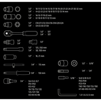 Neo Tools 08-666 Sada nástrčných kľúčov, šesťhranné a predlžené nástrčné hlavice, bity, z chróm-vanadiovej ocele 110 dielna