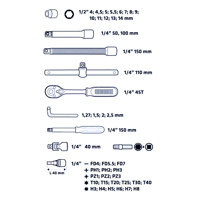 Gola sada Topex 38D640 – 46 dielna, 1/4''
