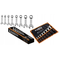 Sada krátkych plochých očko-vidlicových kľúčov NEO Tools 8–19 mm – 09-791