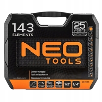 143-dielna profi súprava náradia v kufri na univerzálne použitie – NEO Tools 08-945