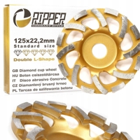 Segmentový diamantový kotúč na brúsenie betónu 125 mm × 22,2 mm – DOUBLE L-SHAPE – Mar-Pol M90900