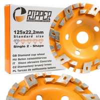 Segmentový diamantový kotúč na betón 125 mm × 22,2 mm – SINGLE Z-SHAPE – Mar-Pol M90905