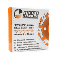 Brúsny diamantový segmentový kotúč na betón 125 mm × 22,2 mm – SINGLE Z-SHAPE – Mar-Pol M90905